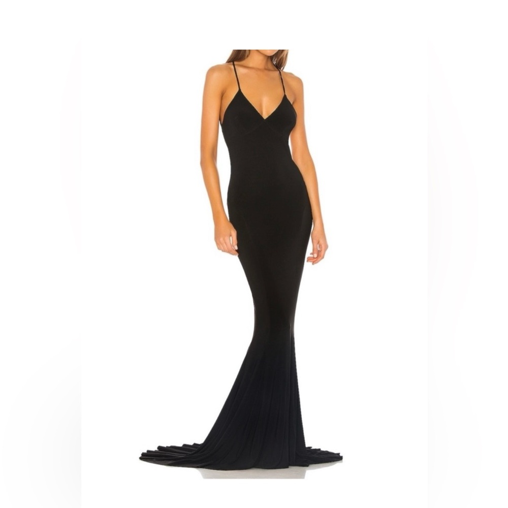 Norma Kamali Black slip mermaid fishtail gown size extra large brand new Tags